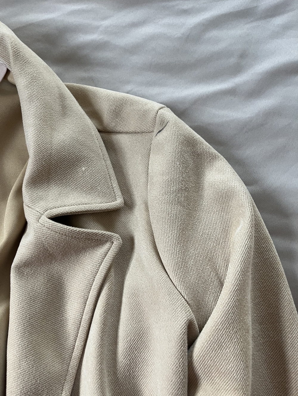 Philosophy Neutral Beige Open-Front Trench Coat | Size Petite Small - Picture 6 of 7
